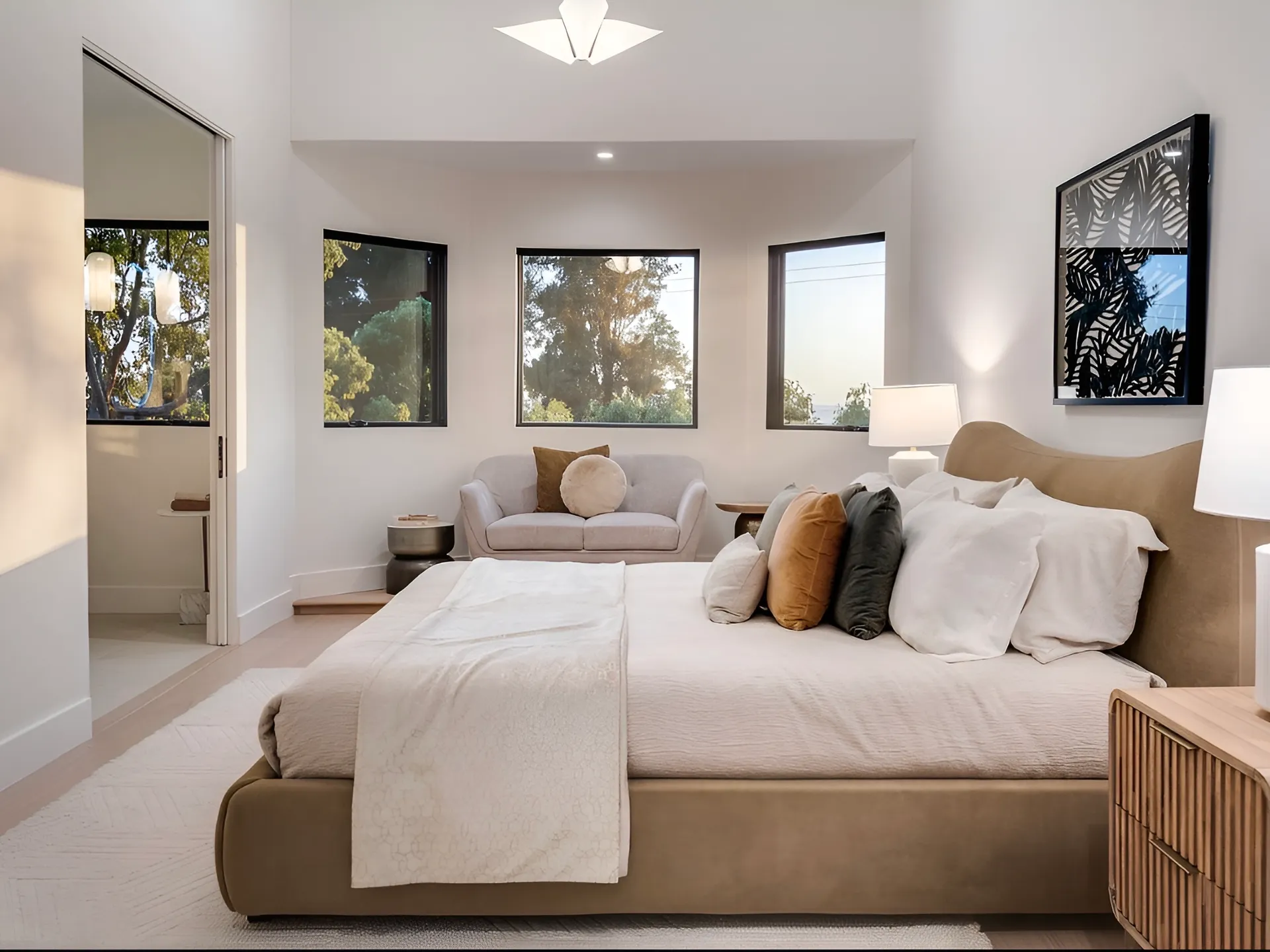 Primary Bedroom staged by SkyLine in Seattle, WA