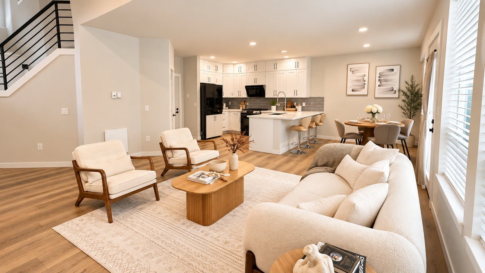 Warm Modern Townhome staged by SkyLine